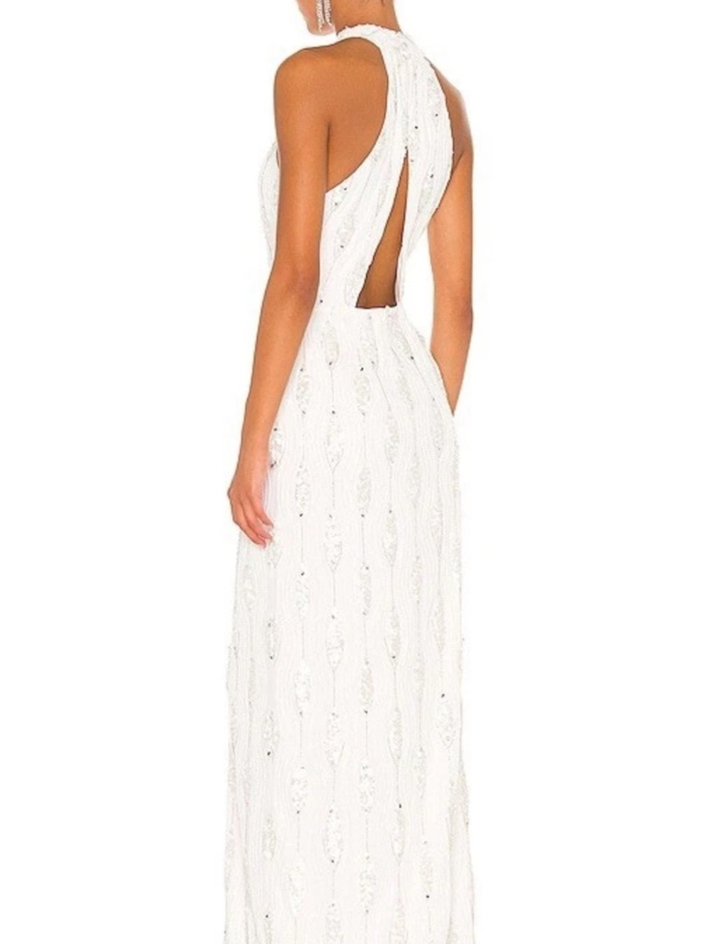 Retrofete White Halter Sequin Gown XS new w tags - Picture 6 of 10